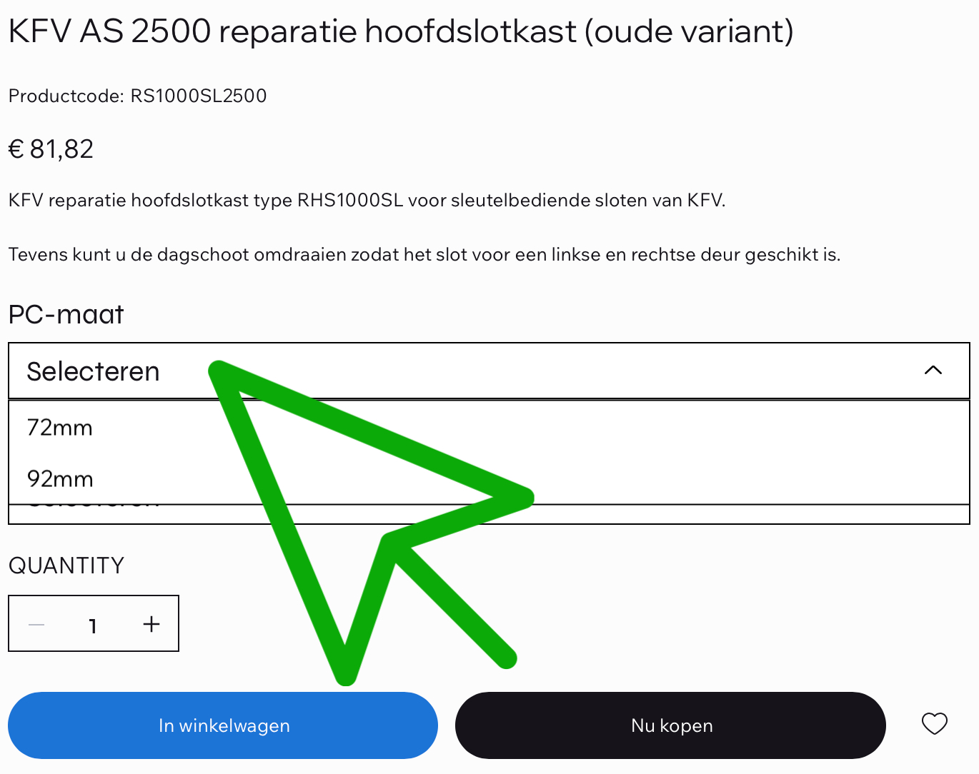 Hoe meet je de PC maat van een hoofdslotkast?